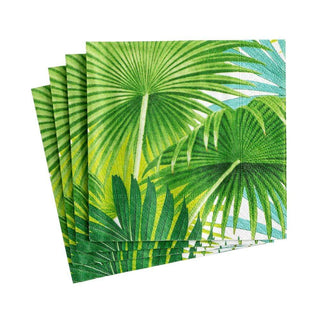 Caspari Palm Fronds Boxed Paper Cocktail Napkins in White - 40 Per Box 15860B