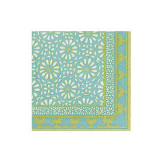Caspari Alhambra Boxed Paper Cocktail Napkins in Turquoise - 40 Per Box 15890B
