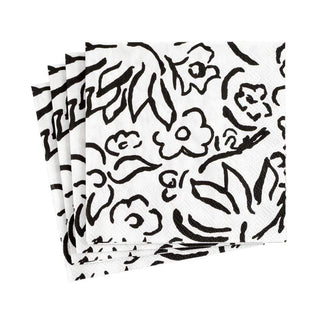 Caspari Matisse Boxed Paper Cocktail Napkins in Black - 40 Per Box 15900B