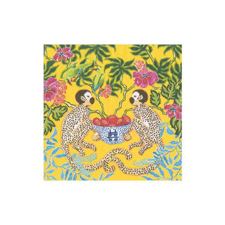 Caspari Monkeys Boxed Paper Cocktail Napkins in Yellow - 40 Per Box 15920B