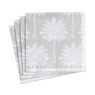 Caspari Grand Palms Boxed Paper Cocktail Napkins in Grey - 40 Per Box 15930B