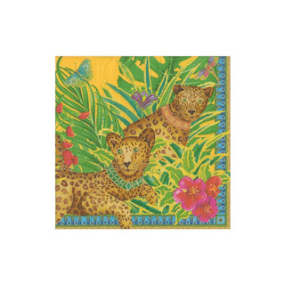 Caspari Leopards Boxed Paper Cocktail Napkins in Yellow - 40 Per Box 15940B