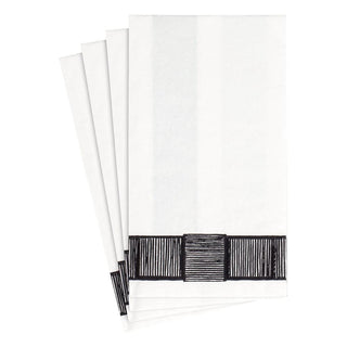 Caspari Ribbon Border Paper Guest Towel Napkins in Black - 15 Per Package 15960G