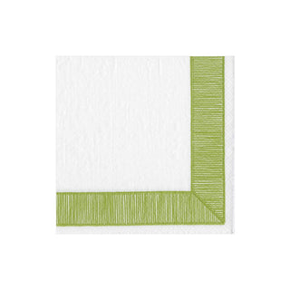 Caspari Ribbon Border Boxed Paper Cocktail Napkins in Green - 40 Per Box 15962B