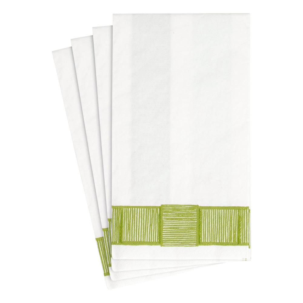 Caspari Ribbon Border Paper Guest Towel Napkins in Green - 15 Per Package 15962G