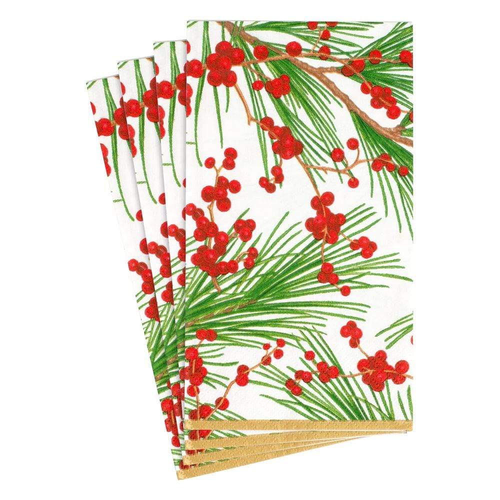 Caspari Berries and Pine Paper Guest Towel Napkins - 15 Per Package 15990G