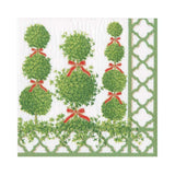 Caspari Topiaries Paper Luncheon Napkins in Green Border - 20 Per Package 16051L