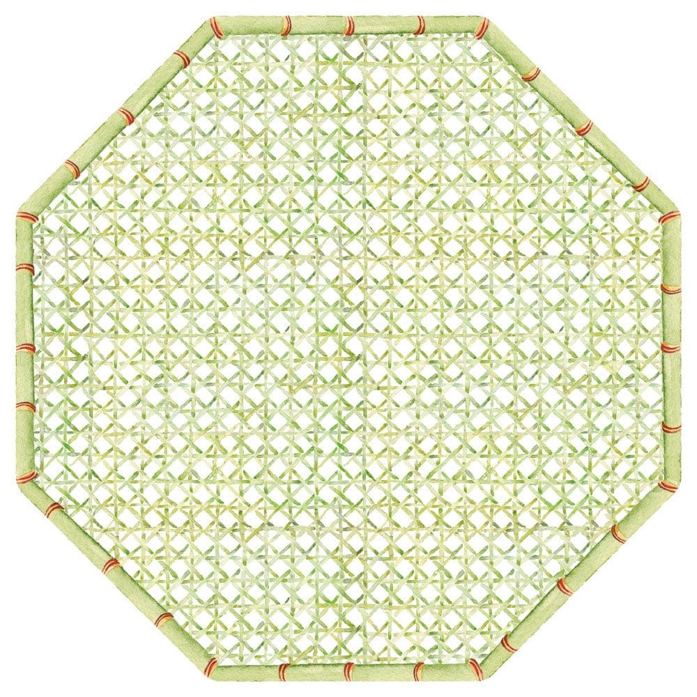 Caspari Trellis Octagonal Lacquer Placemat in Green - 1 Each 16071LQPMOCT
