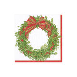 Caspari Boxwood and Berries Wreath Paper Cocktail Napkins - 20 Per Package 16200C