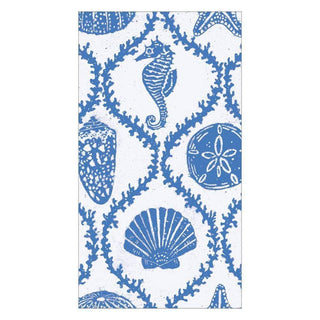 Caspari Seychelles Paper Guest Towel Napkins in Blue - 15 Per Package 16432G