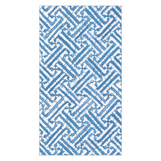 Caspari Fretwork Paper Guest Towel Napkins in Blue - 15 Per Package 16450G