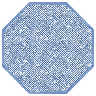 Caspari Fretwork Octagonal Lacquer Placemat in Blue - 1 Each 16450LQPMOCT
