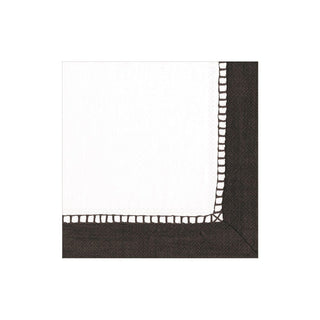 Caspari Linen Border Boxed Paper Cocktail Napkins in Black - 40 Per Box 16513B