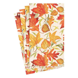 Caspari Woodland Leaves Paper Guest Towel Napkins in Ivory - 15 Per Package 16540G