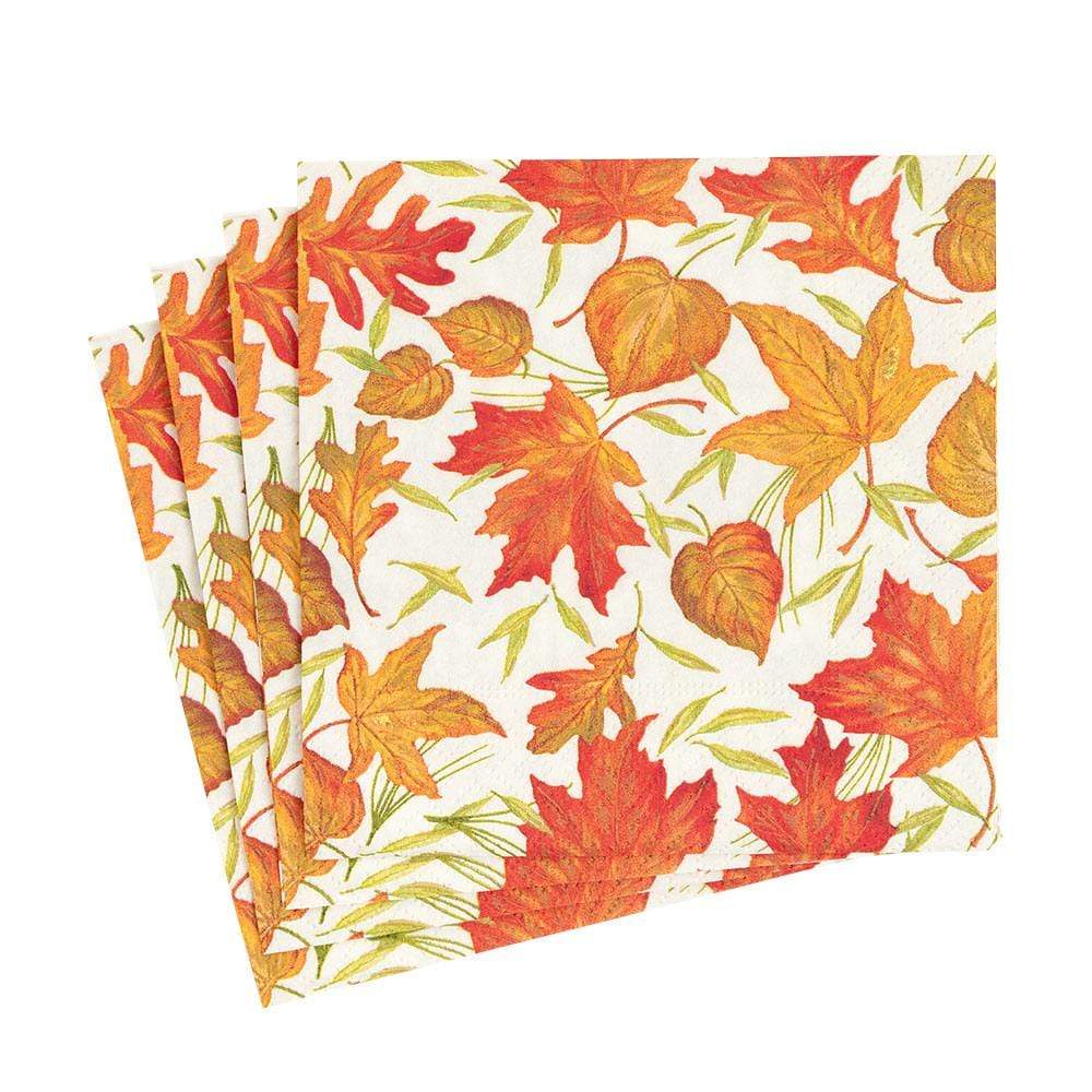 Caspari Woodland Leaves Paper Luncheon Napkins in Ivory - 20 Per Package 16540L