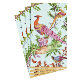 Caspari Chelsea Birds Paper Guest Towel Napkins in Celadon - 15 Per Package 16581G