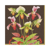 Caspari Slipper Orchid Paper Luncheon Napkins in Chestnut - 20 Per Package 16591L