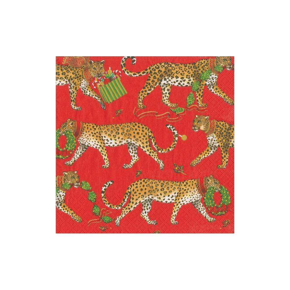 Christmas Leopards Gift Wrapping Paper in Dark Green - 30 x 8' Roll