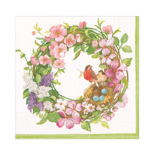 Caspari Spring Wreath Paper Luncheon Napkins - 20 Per Package 16860L