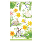 Caspari Bunnies and Daffodils Paper Guest Towel Napkins - 15 Per Package 16870G