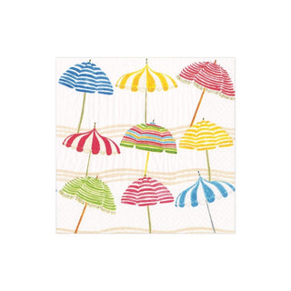 Caspari Beach Umbrellas Boxed Paper Cocktail Napkins - 40 Per Box 16910B