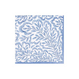Caspari Block Print Leaves Paper Cocktail Napkins in Blue - 20 Per Package 16980C