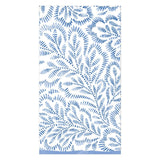 Caspari Block Print Leaves Paper Guest Towel Napkins in Blue - 15 Per Package 16980G