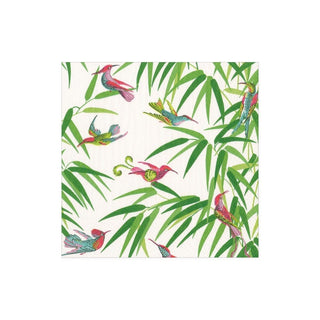 Caspari Birds in Paradise Boxed Paper Cocktail Napkins in White - 40 Per Box 16990B