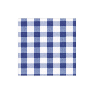 Caspari Gingham Paper Cocktail Napkins in Blue - 20 Per Package 17070C