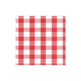 Caspari Gingham Boxed Paper Cocktail Napkins in Red - 40 Per Box 17071B