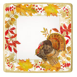 Woodland Turkey Square Paper Dinner Plates - 8 Per Package 17110DP