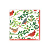 Songbirds and Holly Paper Cocktail Napkins in White- 20 Per Package 17160C