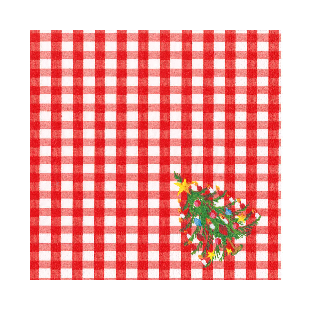 Christmas Tree Gingham Paper Luncheon Napkins - 20 Per Package 17170L