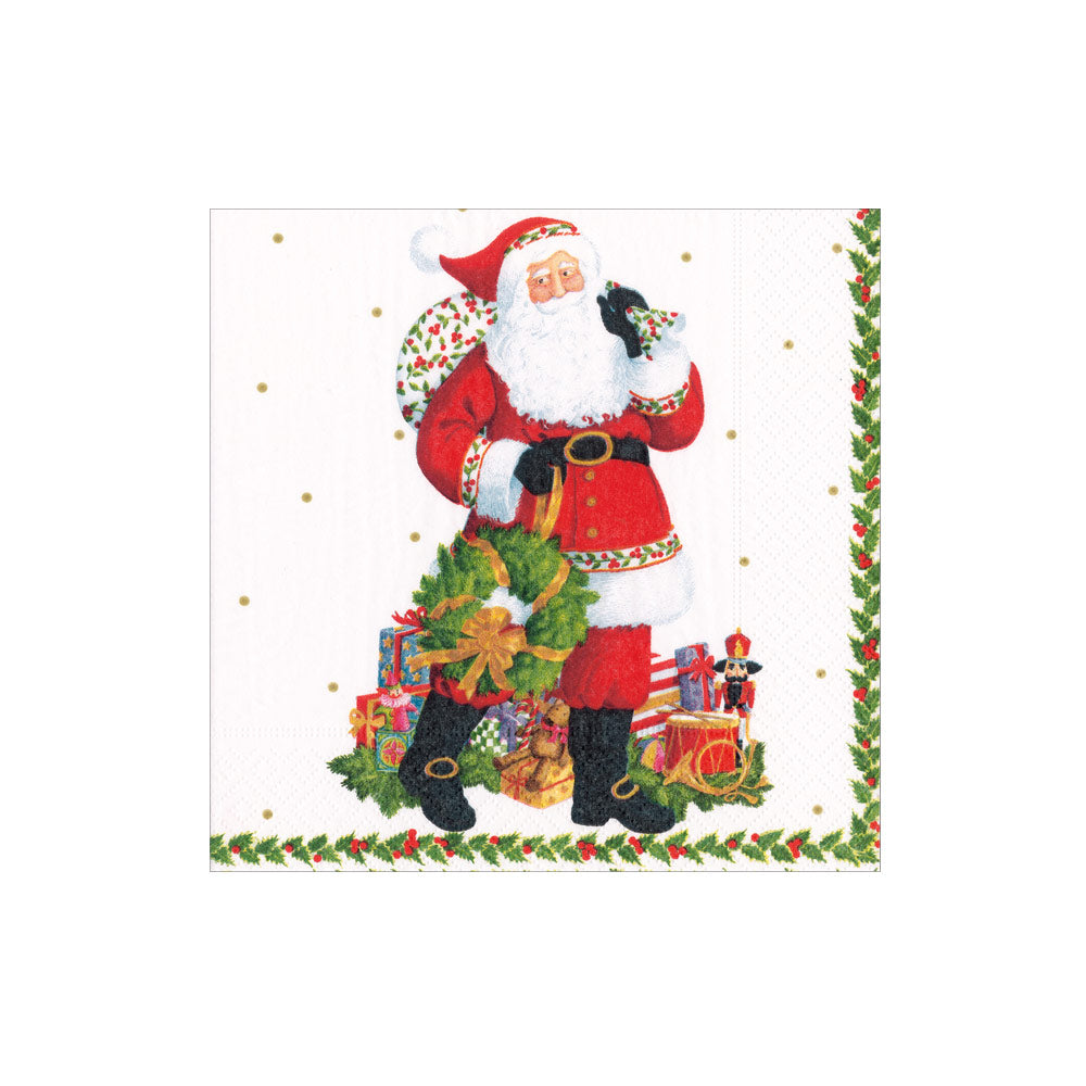 Jolly St. Nick Paper Cocktail Napkins - 20 Per Package 17180C