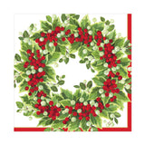 Holly and Berry Wreath Paper Luncheon Napkins - 20 Per Package 17191L