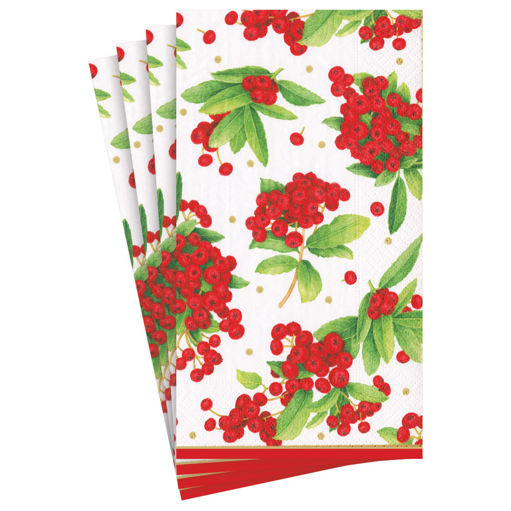 Christmas Berry Paper Guest Towel Napkins in Red - 15 Per Package 17230G