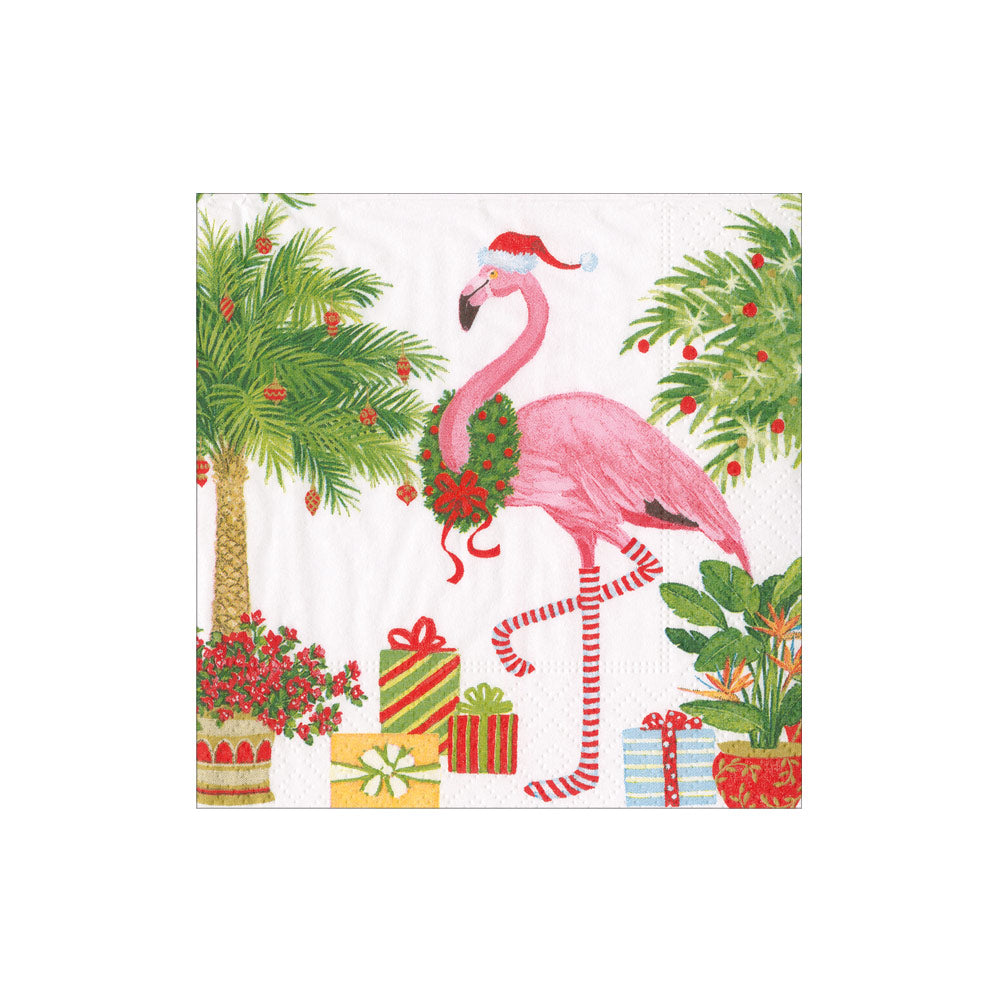 Christmas Flamingos Paper Cocktail Napkins - 20 Per Package 17240C
