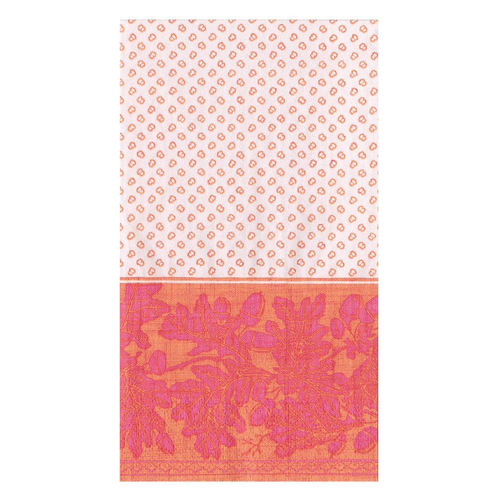 Oak Leaves & Acorns Paper Linen Guest Towel Napkins in Orange/Fuchsia - 12 Per Package 17290GG