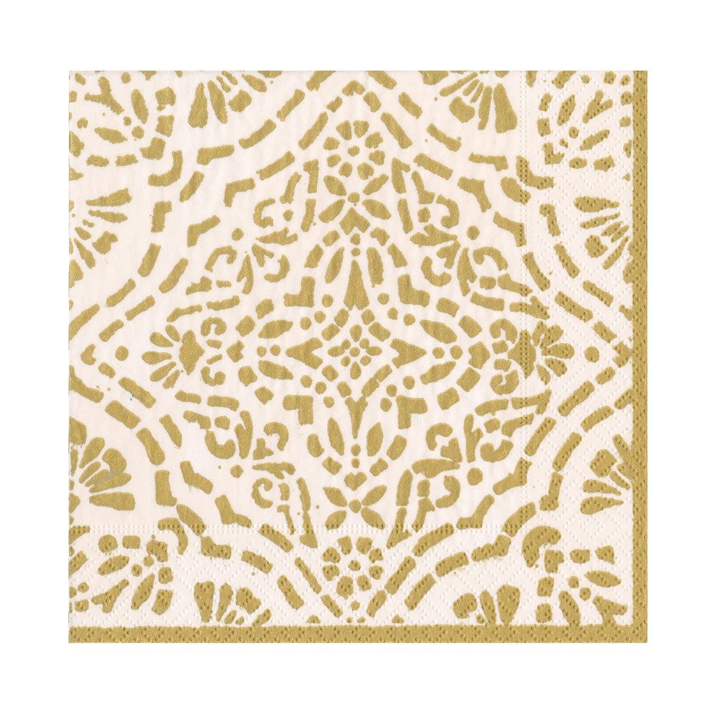 Annika Paper Luncheon Napkins in Ivory/Gold - 20 Per Package 17301L