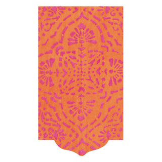 Annika Paper Linen Guest Towel Napkins in Orange - 12 Per Package