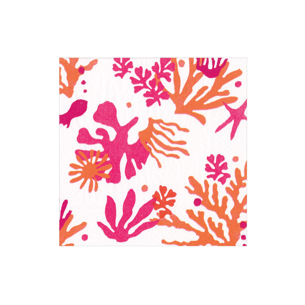 Matisse Paper Cocktail Napkins in Coral & Orange - 20 Per Box