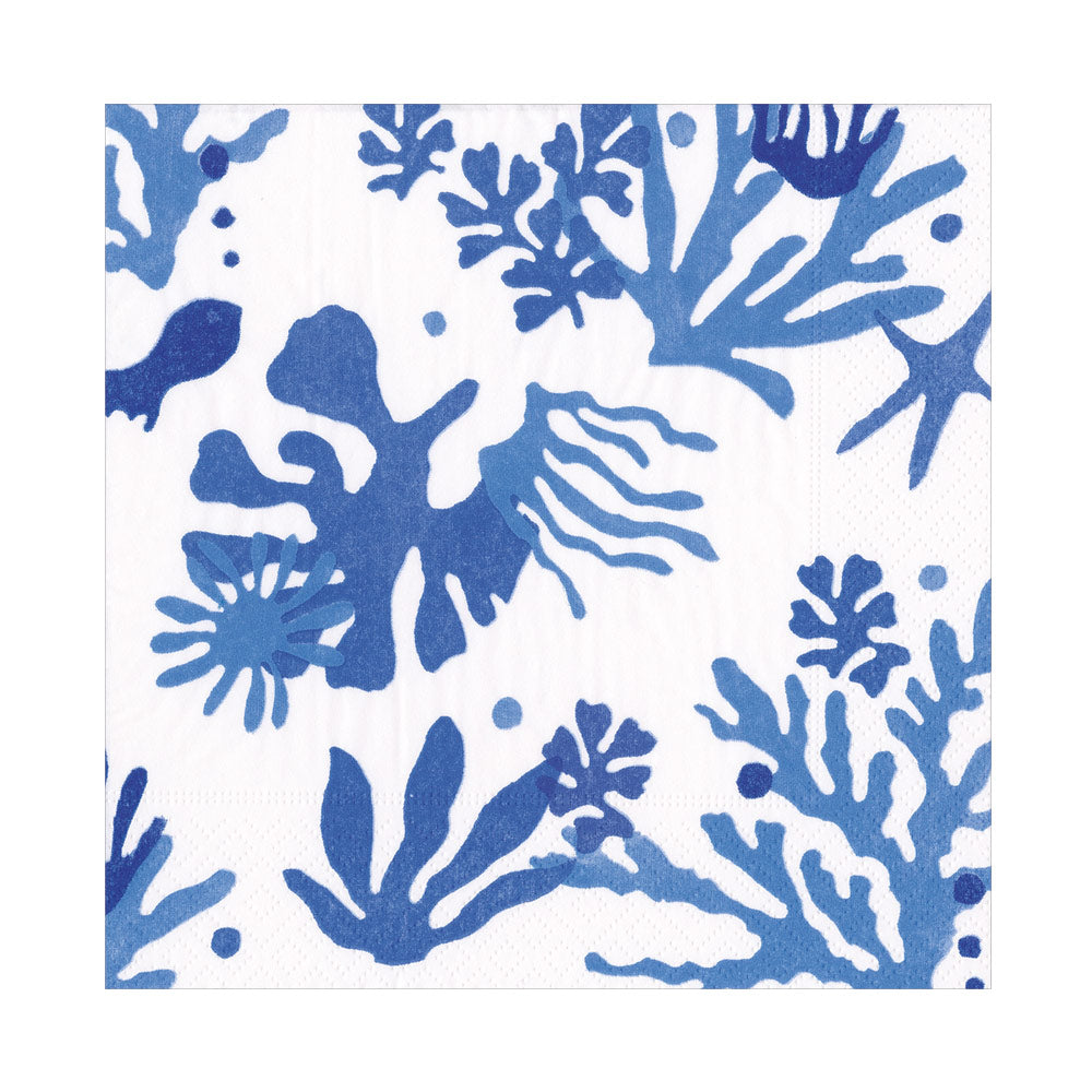 Matisse Luncheon Napkins in Coral & Blue - 20 Per Package