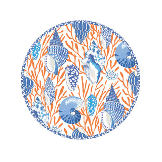 Shell Toile Salad & Dessert Plates in Coral & Blue - 8 Per Package