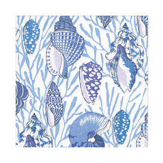 Shell Toile Luncheon Napkins in Blue - 20 Per Package