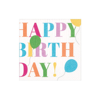 Birthday Surprise Boxed Cocktail Napkins in White- 40 Per Box