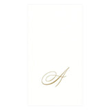 Caspari White Pearl & Gold Paper Linen Single Initial Boxed Guest Towel Napkins - 24 Per Package A 2900GG.A
