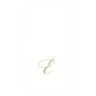 Caspari White Pearl & Gold Paper Linen Single Initial Boxed Guest Towel Napkins - 24 Per Package E 2900GG.E