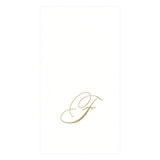 Caspari White Pearl & Gold Paper Linen Single Initial Boxed Guest Towel Napkins - 24 Per Package F 2900GG.F