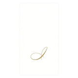 Caspari White Pearl & Gold Paper Linen Single Initial Boxed Guest Towel Napkins - 24 Per Package I 2900GG.I