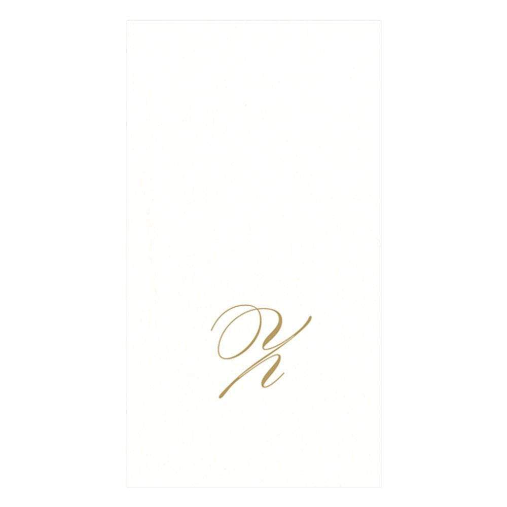 Caspari White Pearl & Gold Paper Linen Single Initial Boxed Guest Towel Napkins - 24 Per Package Z 2900GG.Z